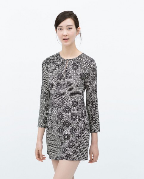 patchwork print dress