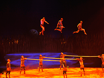 Cirque Du Soleil TOTEM That's the skinniest trampoline I've ever seen...