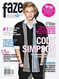 Cody Simpson on cover of Faze Magazine