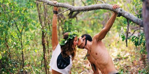 Couple Kissing in Jungle