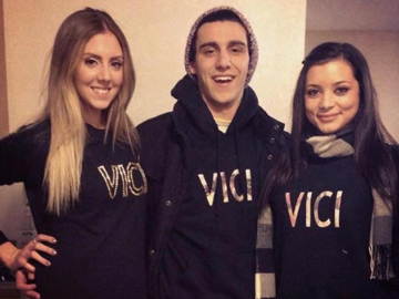 Danielle and her friends Marco and Tamara wearing VICI