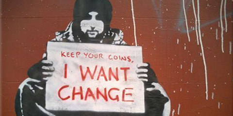 Banksy Change Beggar Art