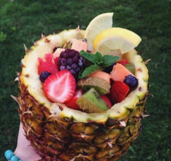 Pinapple filled with fruit salad