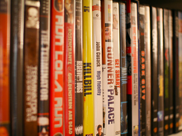 Books DVD Movies on a shelf