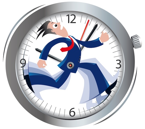 A guy running on a clock.