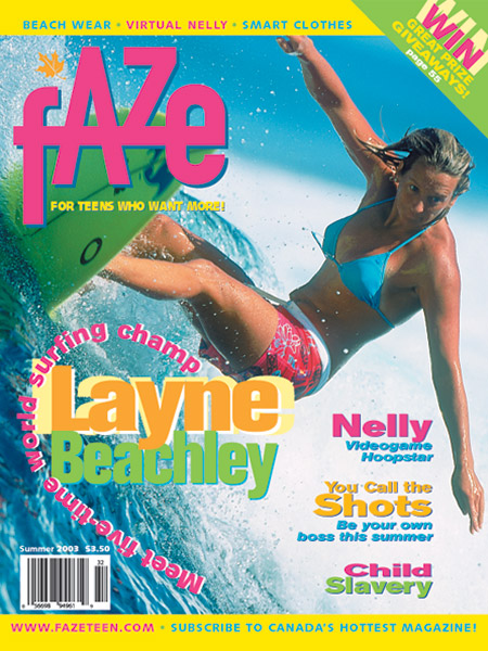Layne Beachley on the cover of Faze Magazine
