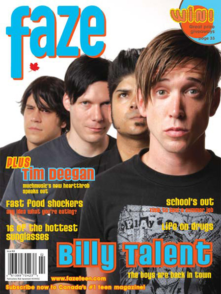 Billy Talent on the cover of Faze Magazine