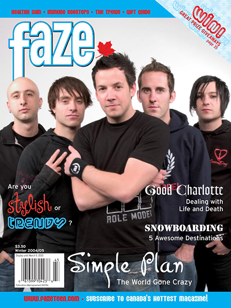 Simple Plan on the cover of Faze Magazine