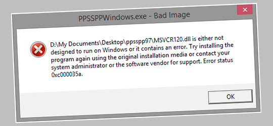 Msvcr120.dll file error message