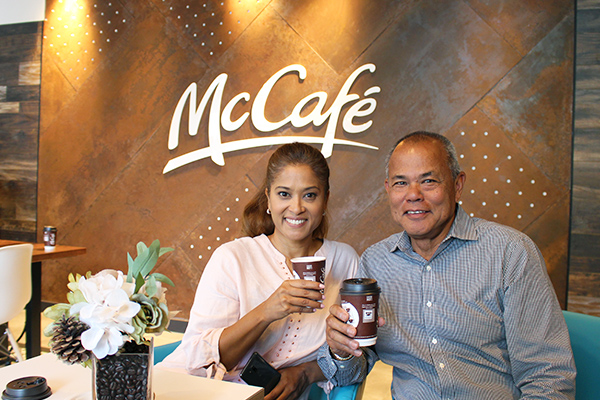 Franchisee Andre Hu-A-Kam & Lorraine Zander at new McDonald's McCafé 