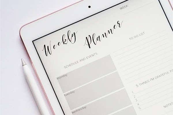 weekly planner planning tablet