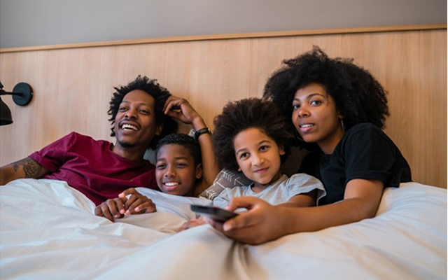 black family in bed