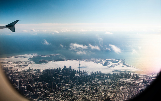 moving to Toronto in plane view
