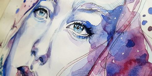 face skin painting watercolor woman