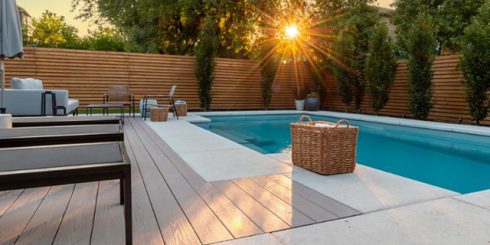 backyard landscaping design pool deck