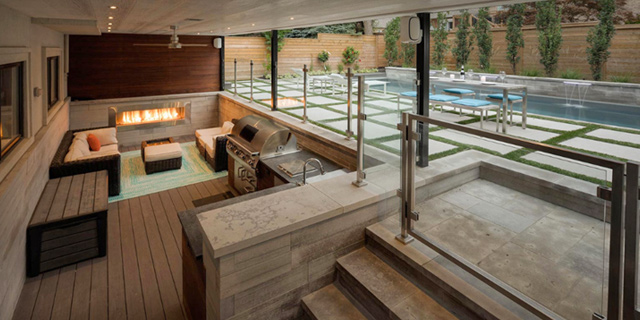backyard landscaping design pool deck